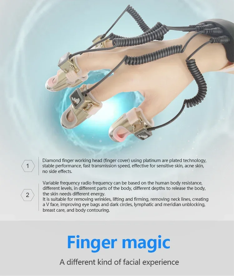 Skin Tighten Diamond Finger Micro Current Facial Lifting Machine rf Wrinkle Reduction Facial Massager
