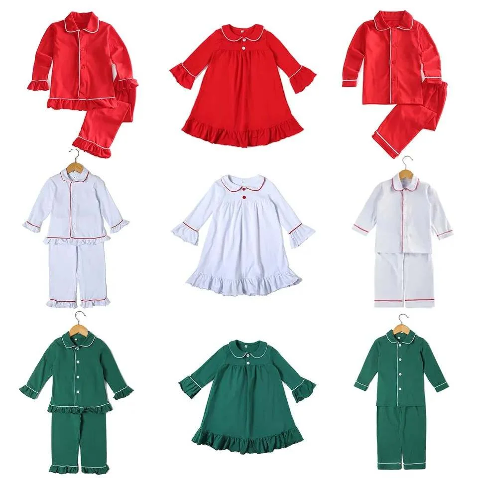 RTS no moq blank cotton baby boy pyjamas long sleeve kids boys custom embroidery pajamas sets little boy xmas pajama two piece