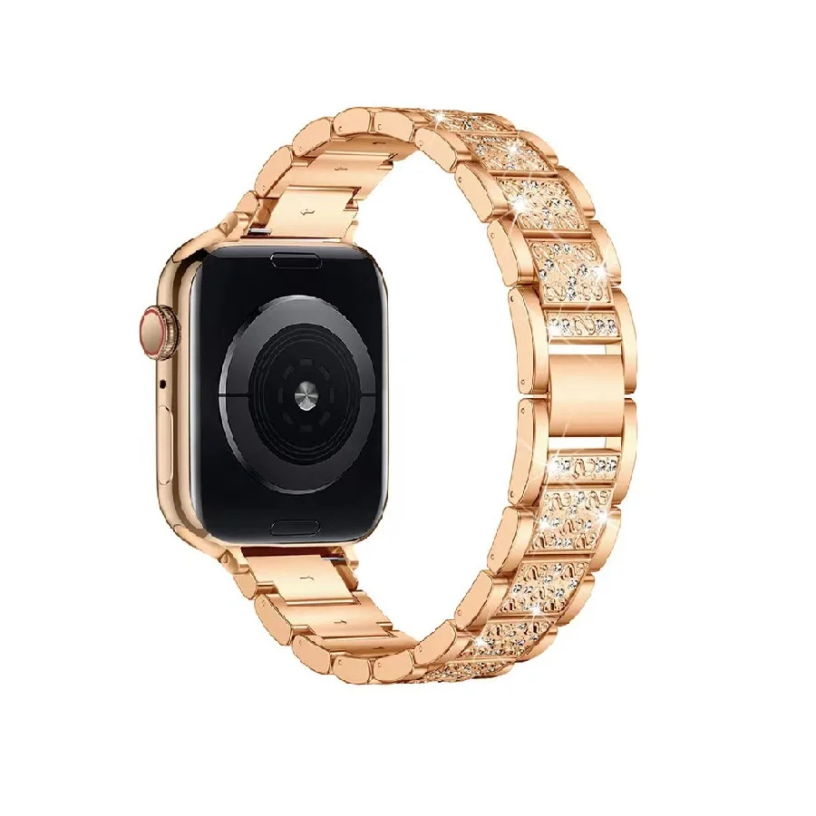 Stainless Steel Three Diamond Inlaid Fashionable Style For The Entire Range Of Apple Watch 38/40/41mm For Iwatch Metal WatchBand
