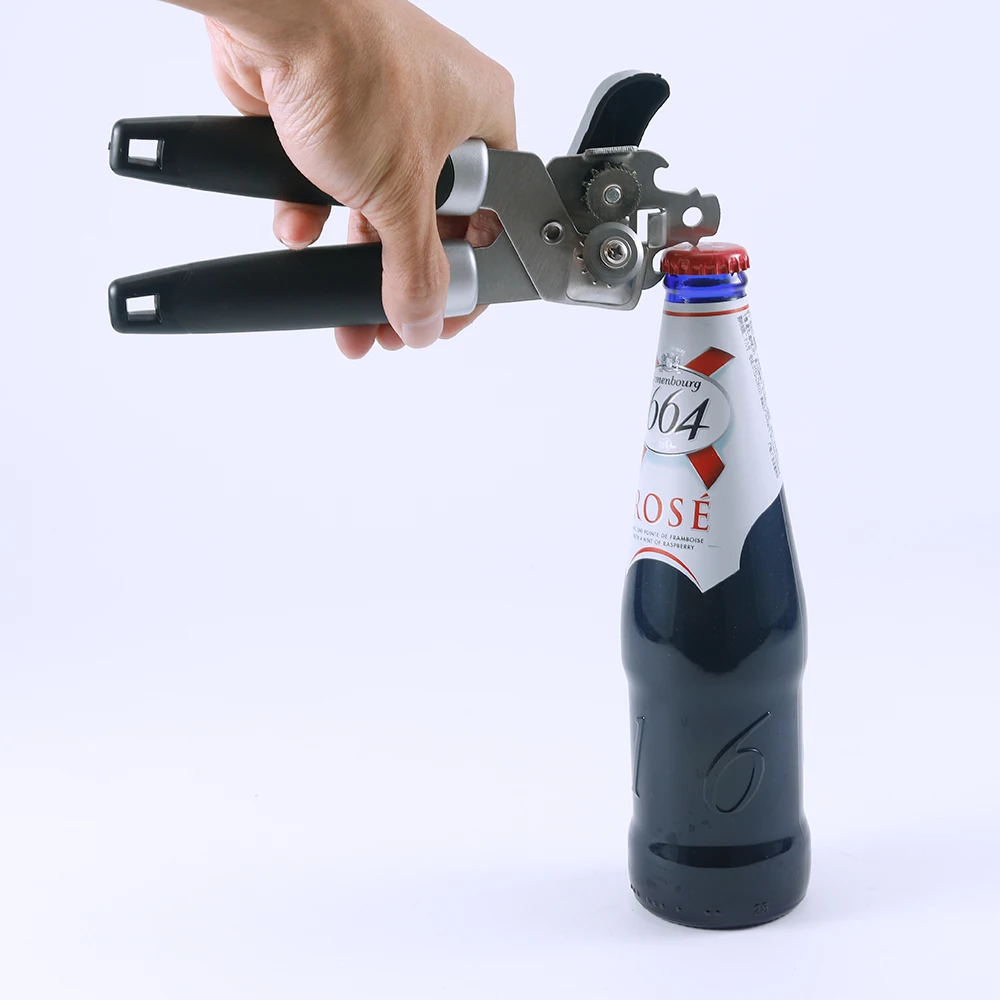 Handheld Strong Heavy Duty stainless steel can opener manual with Multifunctional Bottle Opener