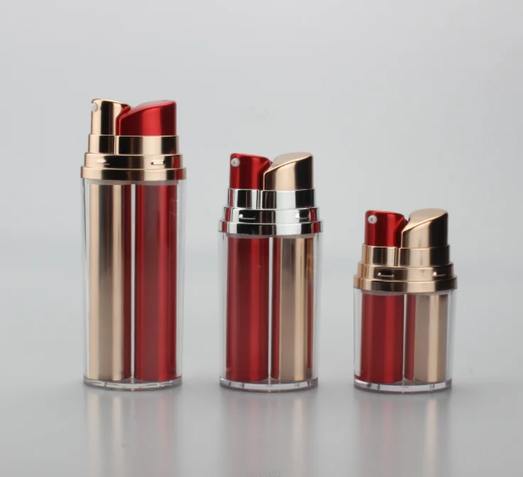 Custom 15ml 15 ml Acrylic PP Dual Chamber Pump Lotion Double Tube Dispensing Cosmetic Airless Bottle For Skincare Packaging