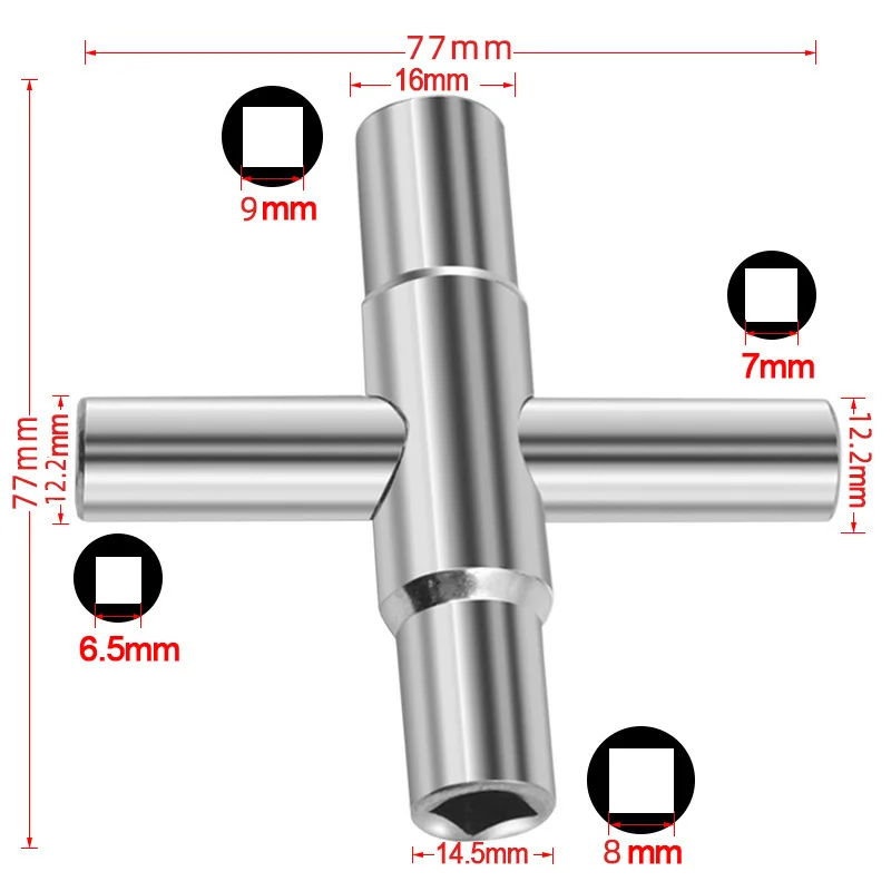 New Mini 4 in 1 Universal Faucet Wrench Square Key Plumber Bathroom Wrench For Gas Meter Cabinets Bleed Radiators 6/7/8/9mm