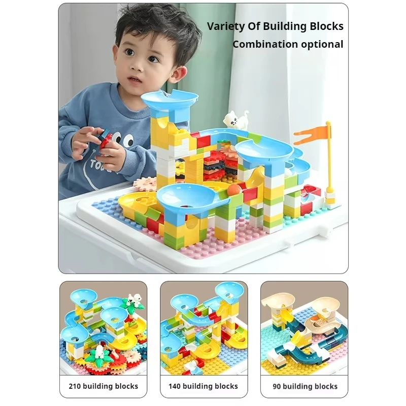 2 in 1 Children Block Building Tables Kids Magnetic Drawing Board Draw Toy Set with Toy Storage Box