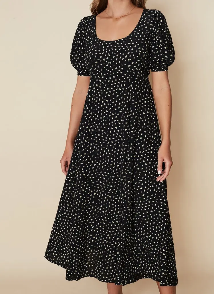 
women customized flora print maxi dress women short sleeves vintage inspired scoop neckline dress 