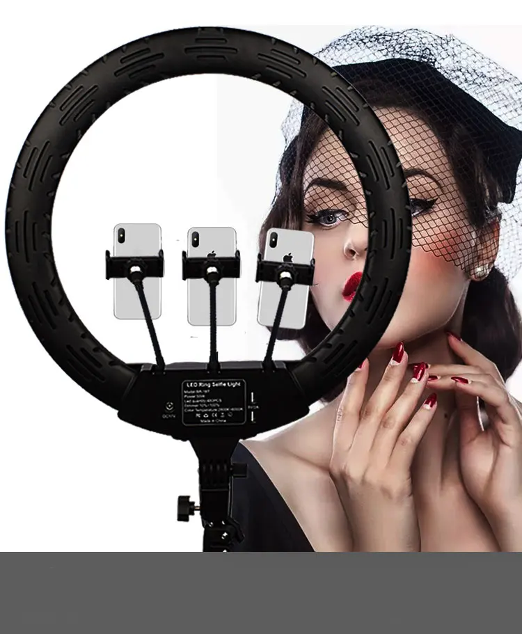 18 дюймов Фотооборудование освещение кольцевой осветитель на светодиодах (Led) для селфи с держателем телефона девочек макияж видео во время прямой трансляции Studio