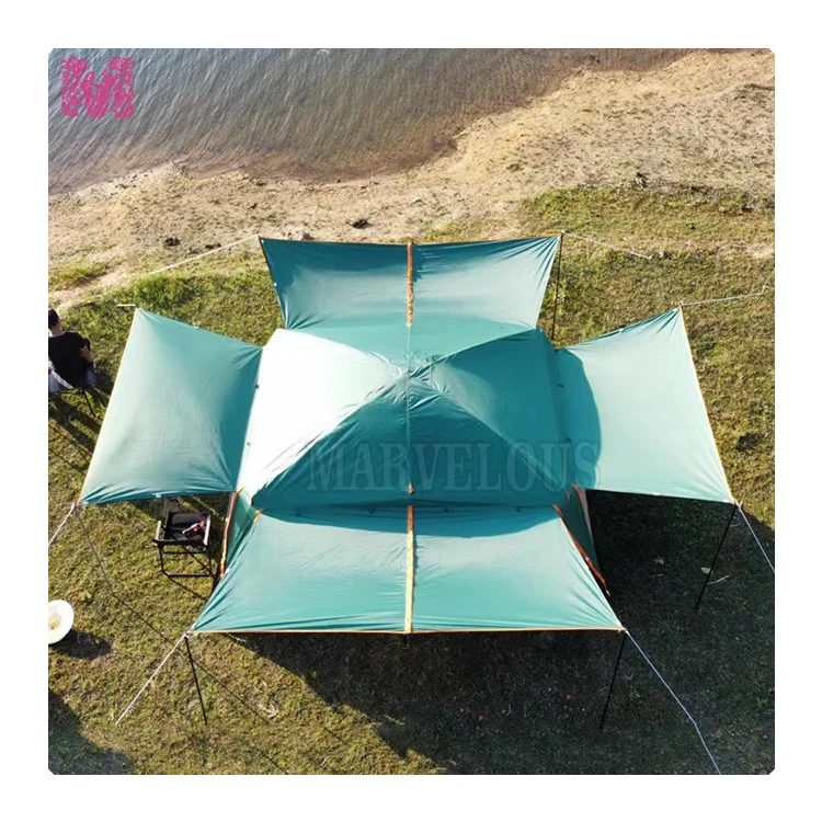 5-6 Person UPF 50+ Waterproof Outdoor Camping Tent Large Oxford Fabric 2 Bedroom Beach and Hiking Travel Tent for Families