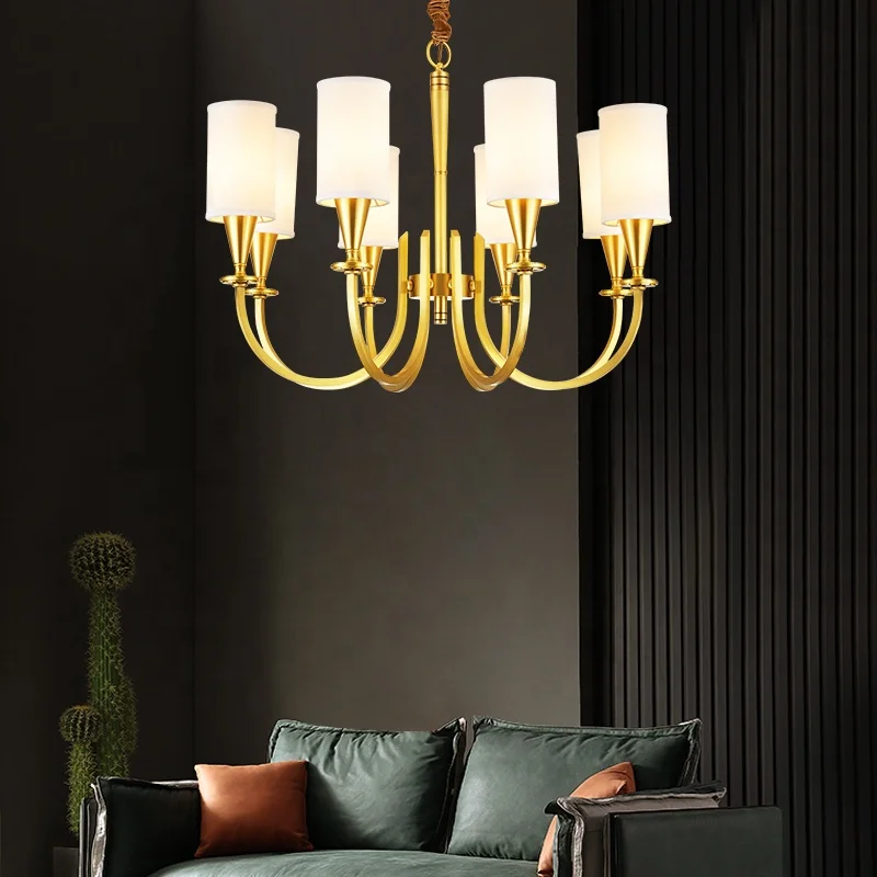 Wholesale Pakistan Modern Light Copper Brass Cloth Cover Chandelier For Bedroom Living Room