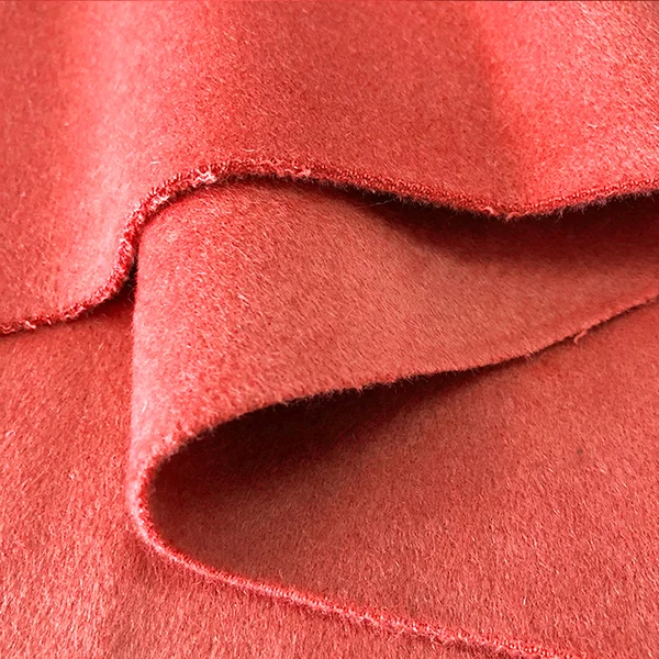 Inexpensive Spot Inventory 100%Wool double sided caramel red fabric for winter clothing coat