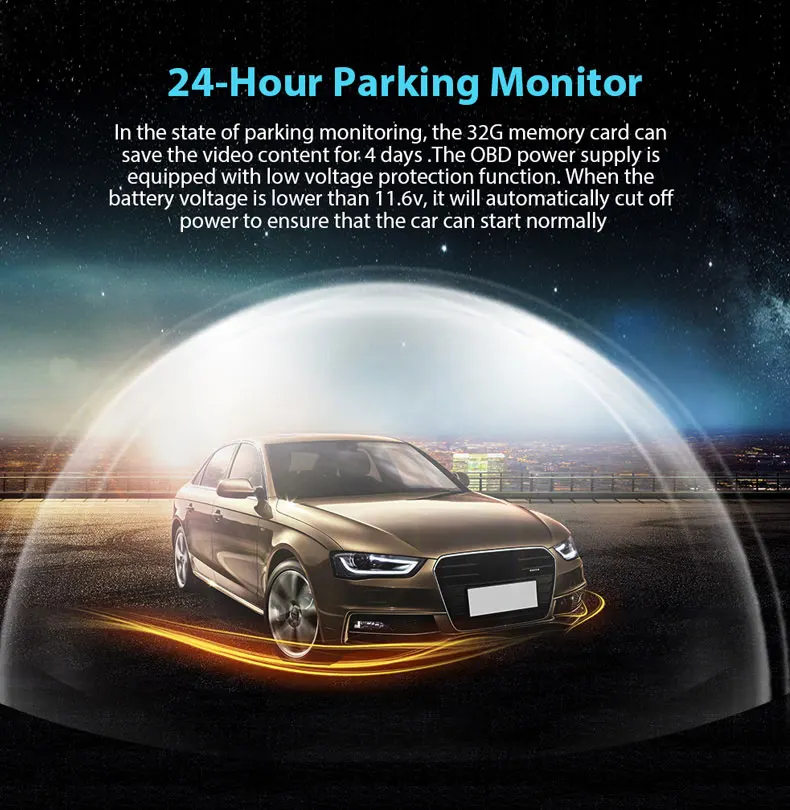 AOEDI AD367 2023 Wifi Dashcam HD 1080P 170 Degree Wide Angle Car Camera DVR Video Recorder Dash Cam