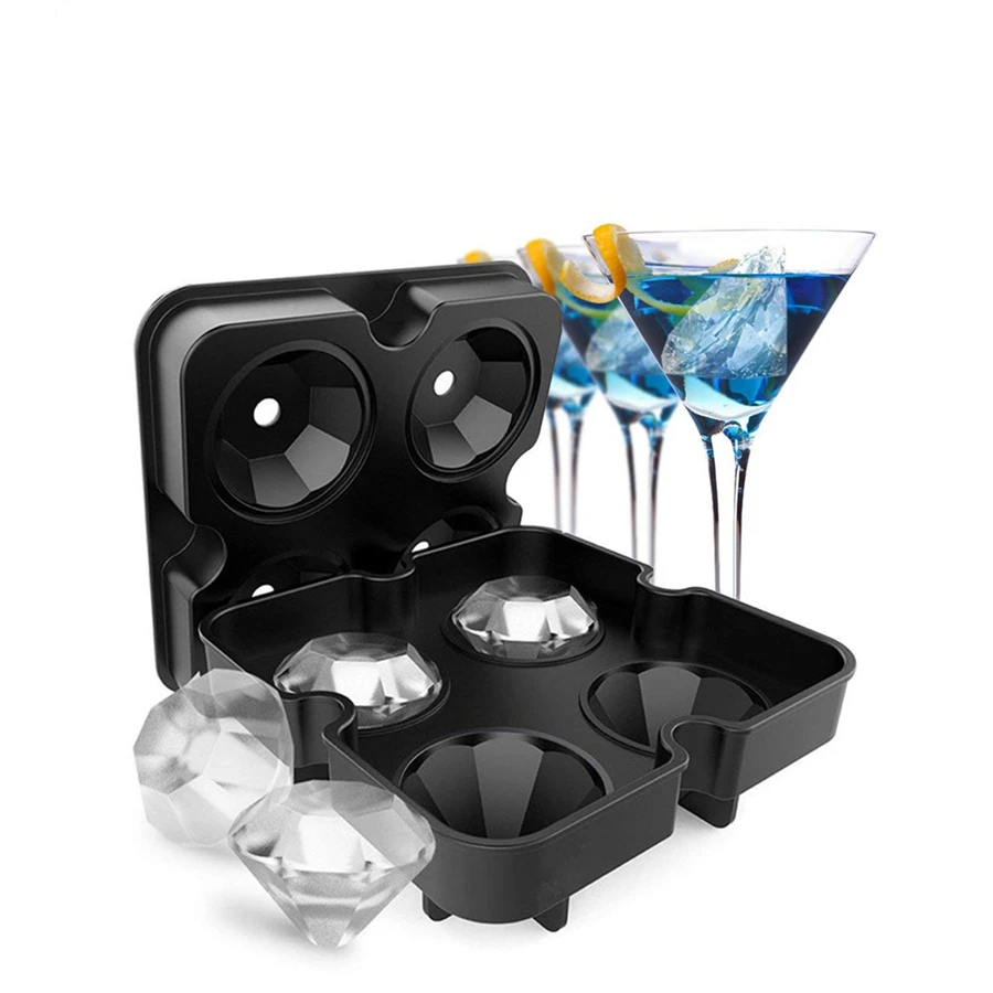 For Party Bar 4 Hole Diamond Ice Ball Mold Silicone molds High Quality Food Grade Custom Reusable
