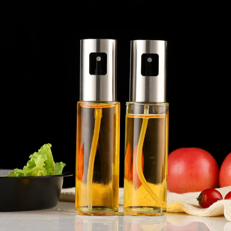 Glass Oil Spray Household kitchen Press-type Barbecue Glass Oil Spray Bottle Edible Olive Oil Spray