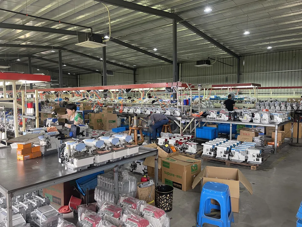 BR-1509P-D Direct Drive 6 Needle, Flatbed, Double Chainstitch Machine  With Puller for Waistband Industrial Sewing Machine