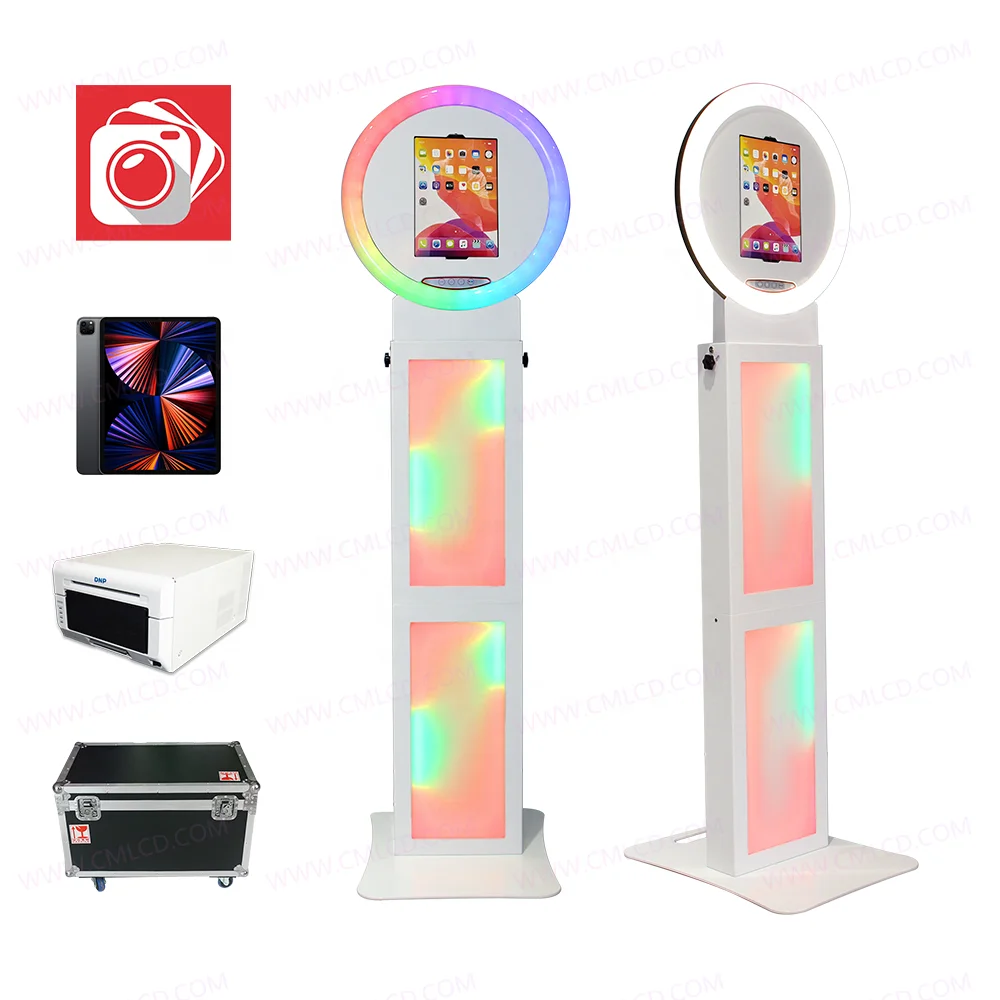 Portable self photo booth kiosk iPad Air iPad Pro photobooth shell color changing lights event photo booth machine for rental