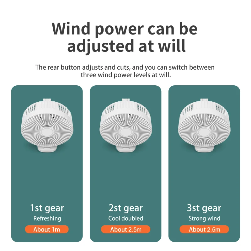 2022 New White Simple Dc 12v Mini Fan Stand Fan Round Base Folding Modern Fan With Night Light   rechargeable battery operated
