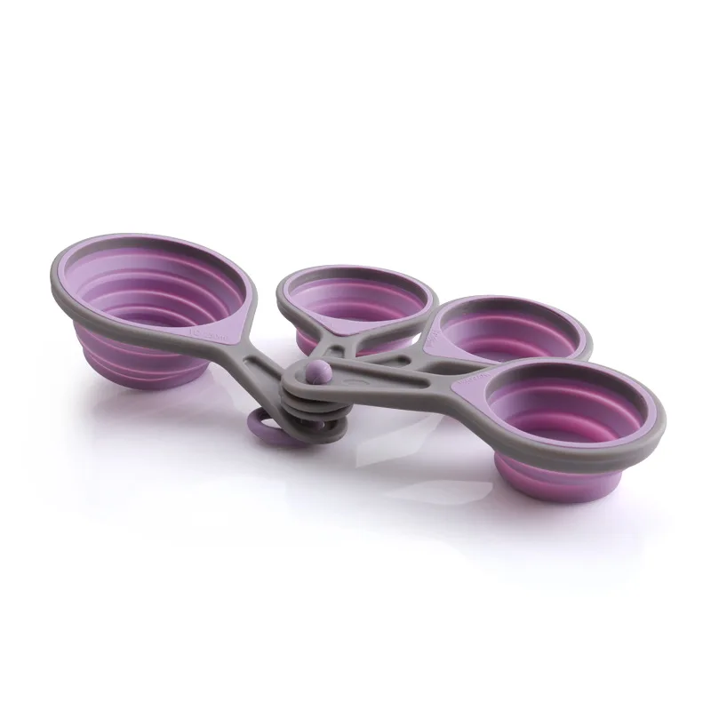 Liquid Dry Food Baking Cooking Kitchen Utensils Collapsible 40ml Flexible Silicone Measuring Cups and Spoons Set
