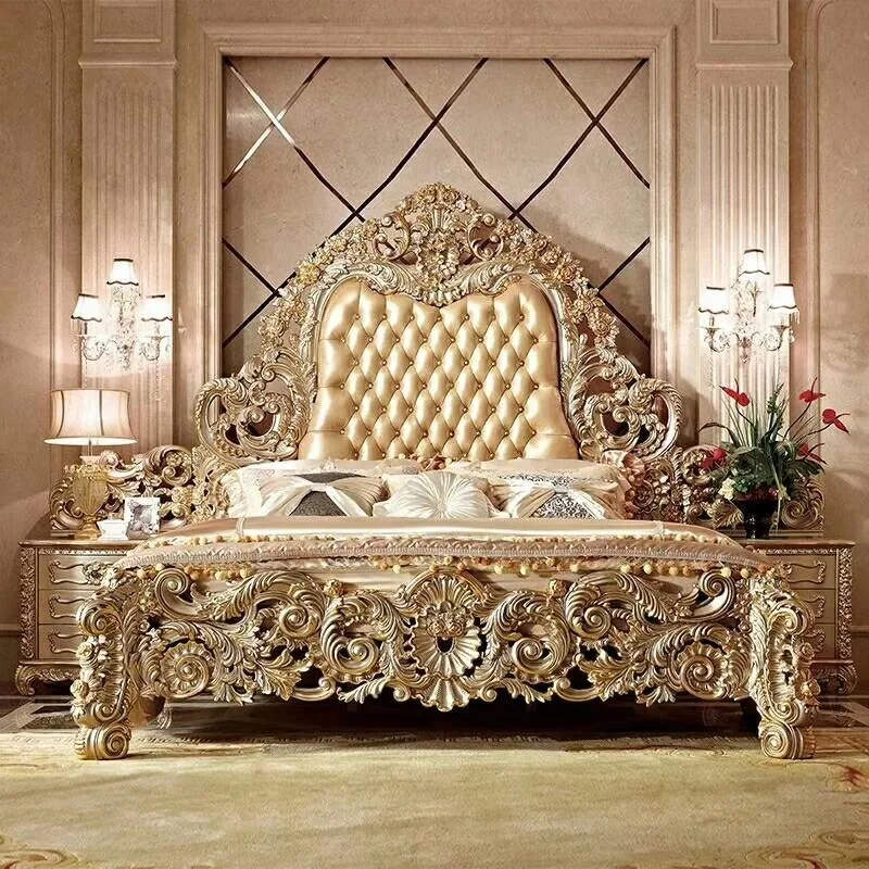 Italian style  modern luxury bed full upholstered fabric bed room furniture hotel use big headboard bed genuine leather