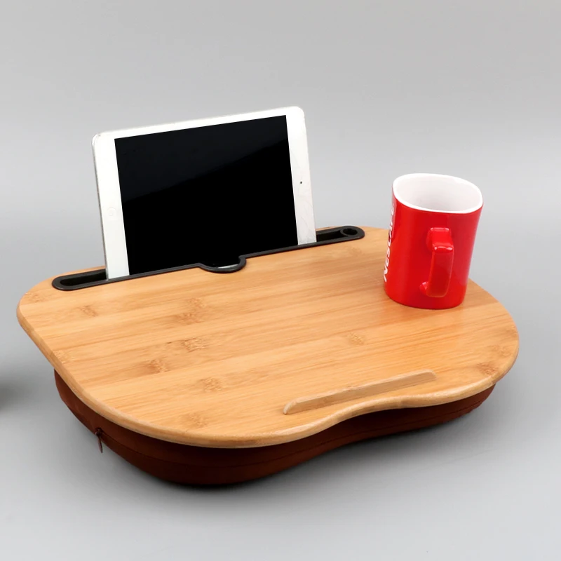 
Bamboo Laptop Stand Bamboo lap desk With Pen Phone Holder Cushion Bamboo laptop desk bed tray with Cushion 