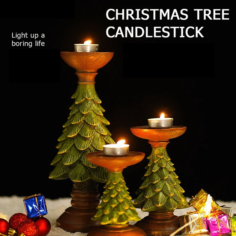 Wholesale Christmas Tree Shape Resin Candle Holder High Quality Home Decor Christmas Gift Other Candle Holders Lanterns & Jars