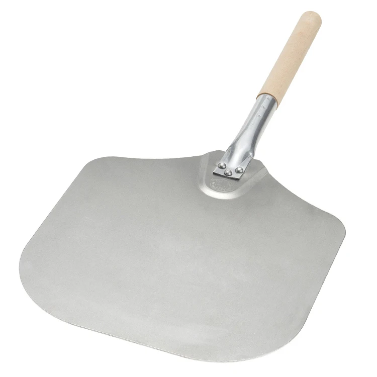 14 Inch x 16 Inch Aluminum Pizza Peel with Rubber Wood Handle
