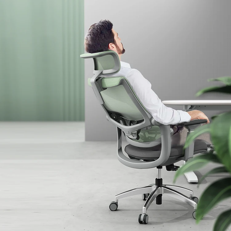 Recliner Black Ergonomic Folding Armrest Swivel Office Chair With Footrest