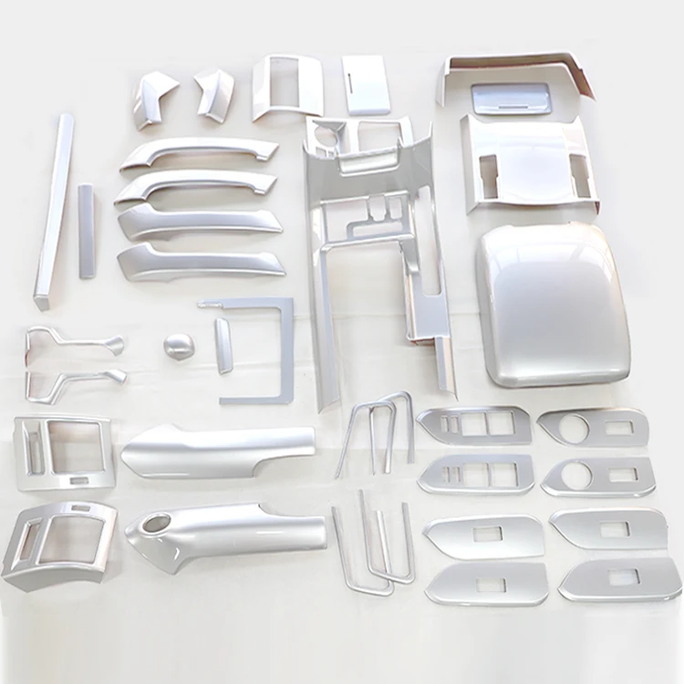 Car Wood Interior Accessories Decor Silver Painting Interior Trim Decoration Kit for Toyota Land Cruiser Prado accessories 2018