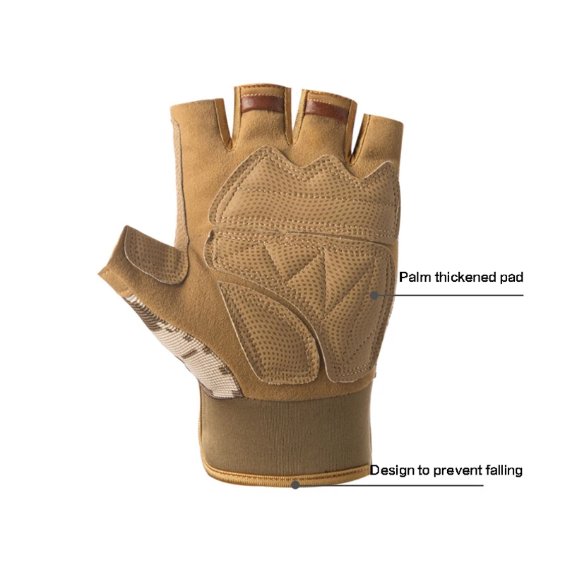 Outdoor Anti Impact Military Tactical Gloves Bicycle Cycling Hunting Fingerless Police Working Camouflage