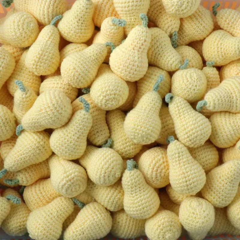 Customized manual knitting DIY yarn hook knitting keychain pendant, apple strawberry peach material wholesale O001