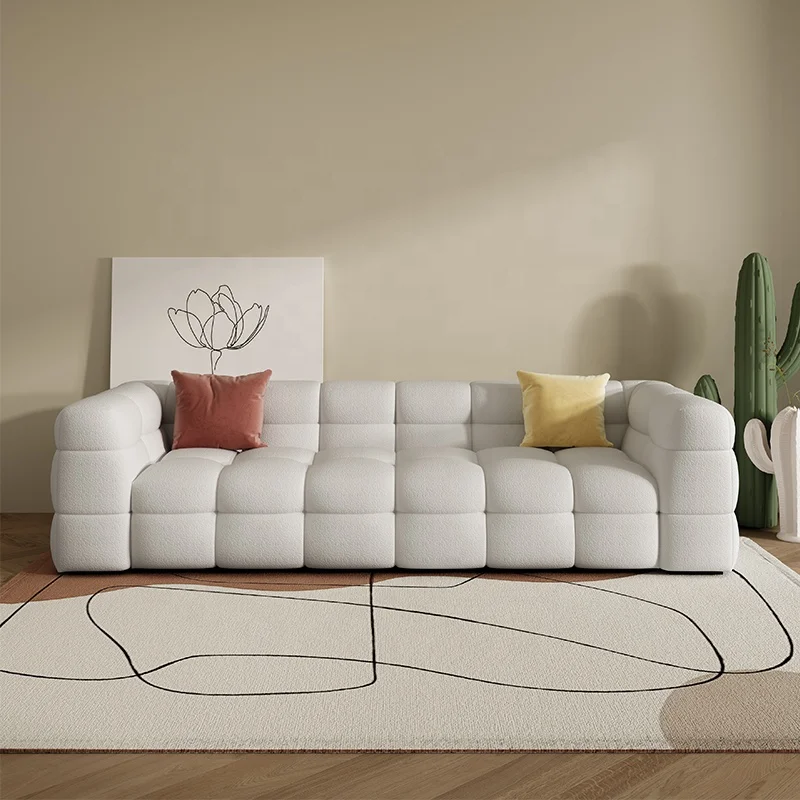 Modern Minimalist Style Luxury Living Room Sofa Solid Wood Frame Three Four Seat Combination Fabric Sofa New Design velvet Sofa