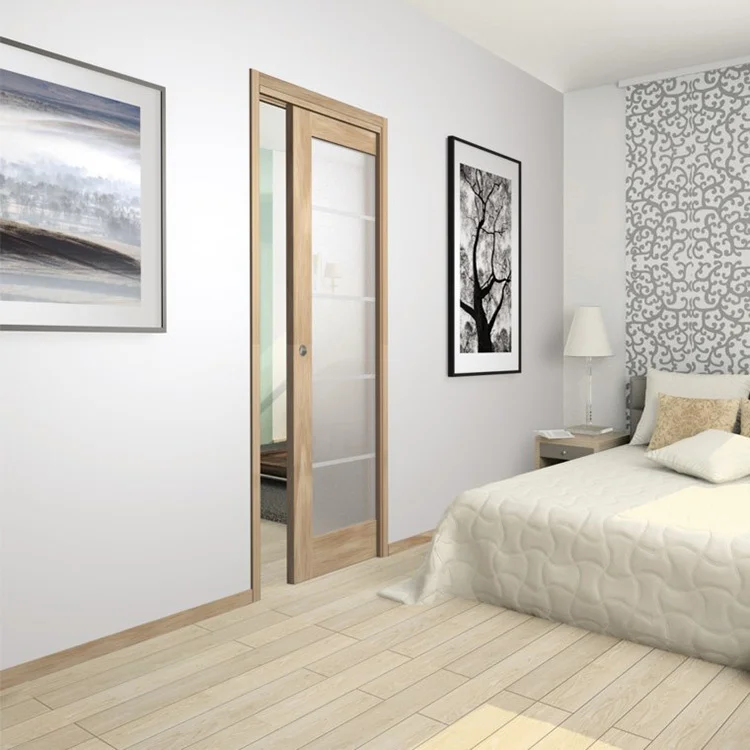factory directly supply customized interior wooden door modern design sliding pocket door