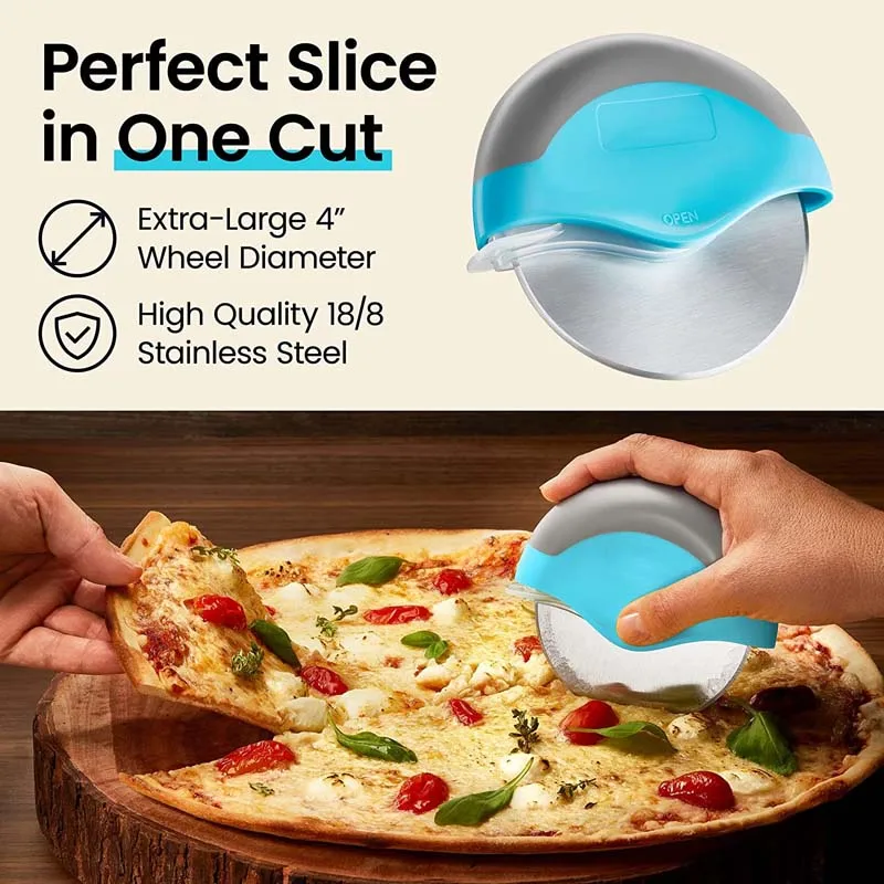 Premium Super Sharp Stainless Steel Pizza Tools Easy to Cleaning Pizza Silicer Rolling Cutter