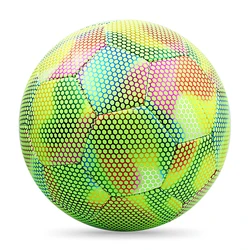 Wholesale factory  holographic Reflective glowing soccer ball glow in the dark football balls with Custom logo and size