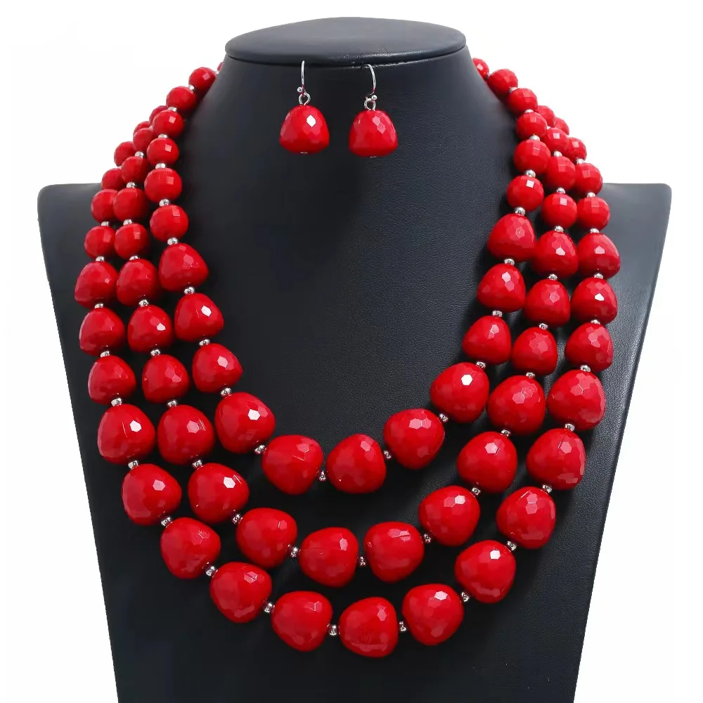 Handmade Multi rows acrylic Necklace beads and shell Necklace cring coco jewelry set