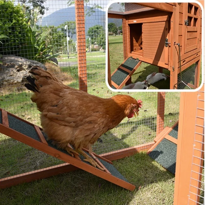 chicken coop poultry shed pigeon and rabbit cage home use outdoor wooden breeding house with wooden tray.