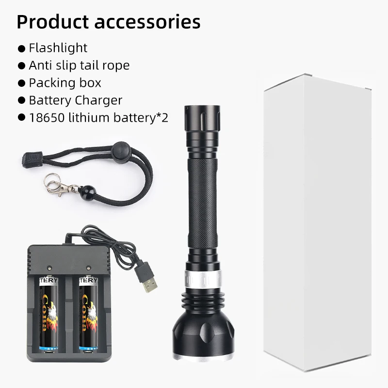 High power aluminum flashlights led torch professional diving flashlight underwater
