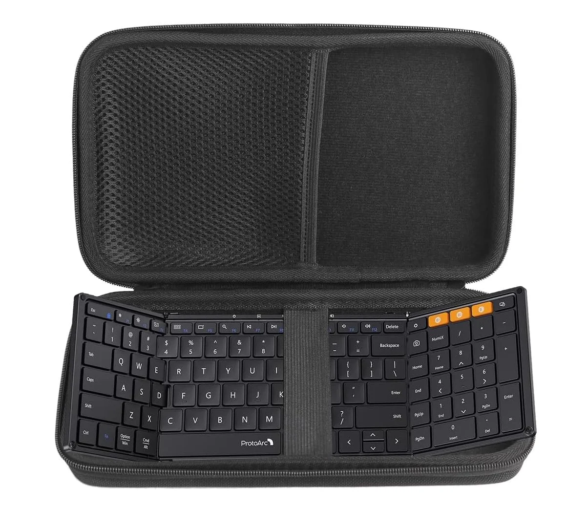 Hard Travel Protective EVA Case ProtoArc Foldable Bluetooth XK01 Wireless Portable Keyboard Compatible Windows iOS Android Case