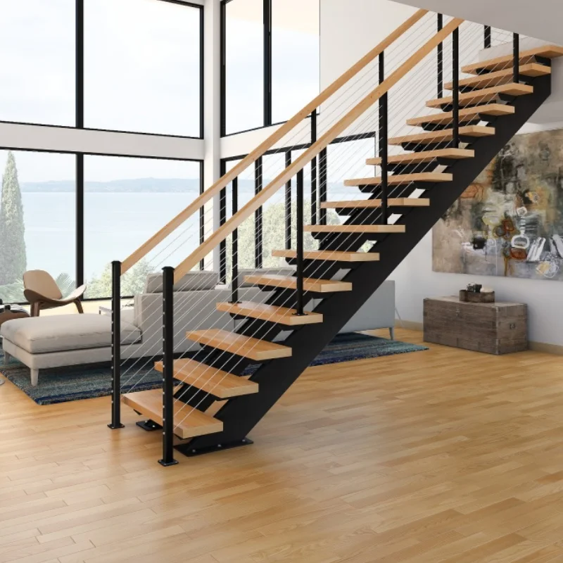 CBMmart Modern Stairs Wrought Iron Staircase Design Interior Straight Stairs