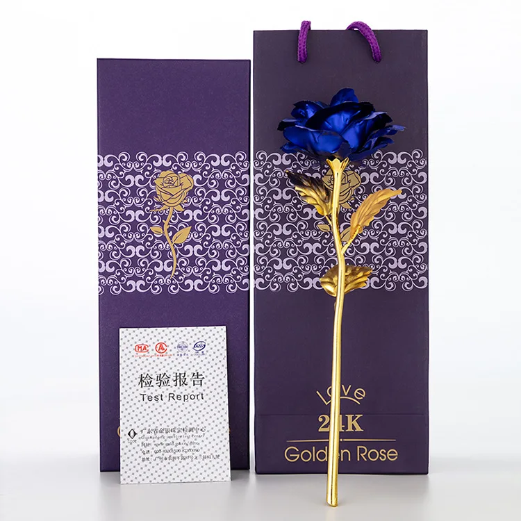 New Design Violet Blue Red Gold Rose 2021 Artificial Preserved Rose Flower Box Valentines Gift Set