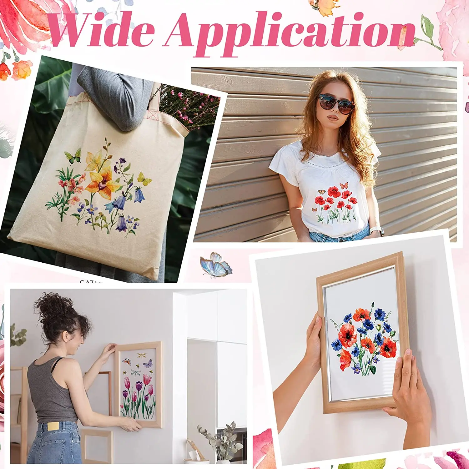 Factory Custom Designs Wild Flower Heat Transfer Iron on Stickers Appliques for T Shirt Jackets DIY Art Decoration