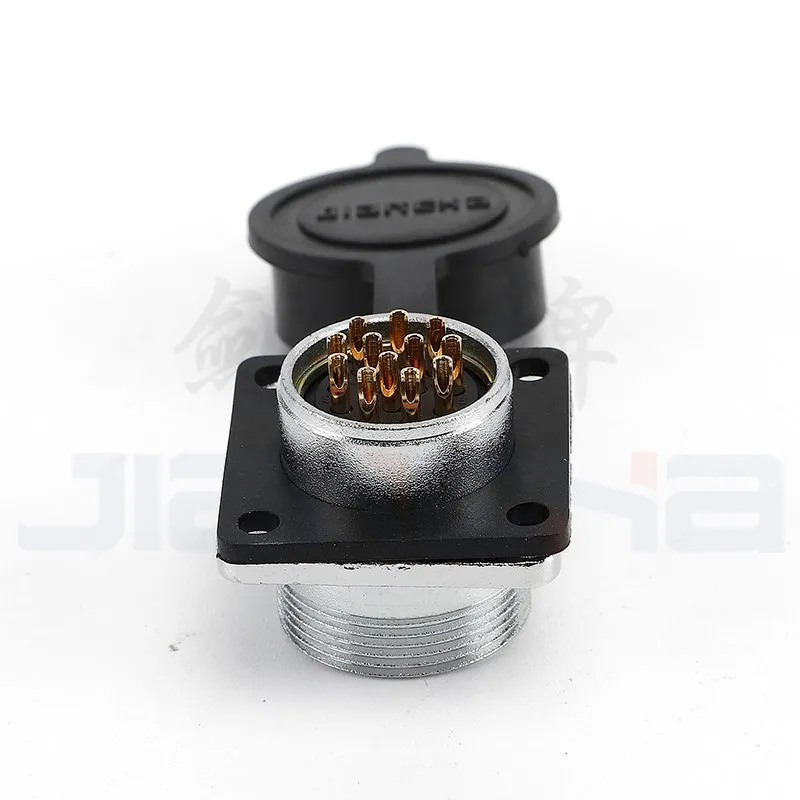 Metal Flange Receptacle Circular Wire Connector With Cap