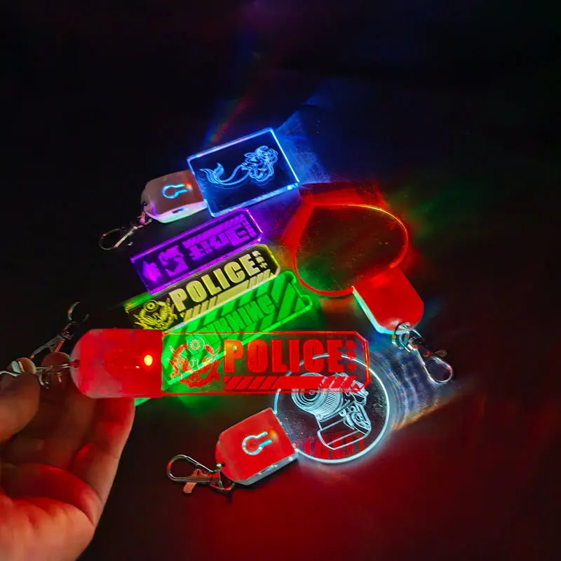 LED Sublimation Blank Keychain Acrylic Lighted LED Key Chain For Gifts Promotion