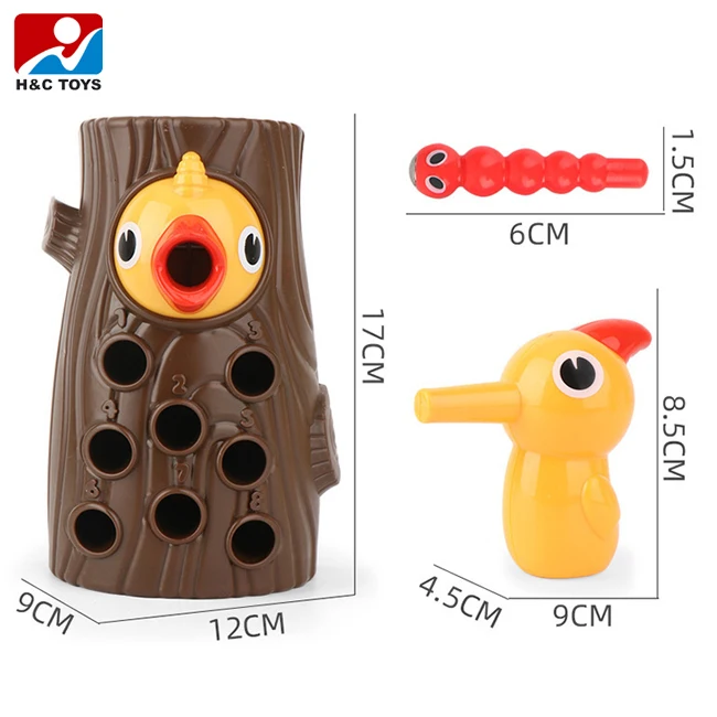 Gift for kids woodpecker catching worms game toy magnetic bird catching insect puzzle toy set feed game