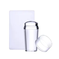 Silicone Nail Art Stamp with Cover Full Transparent Transfer Belt Scraper Tool Set Stamping Plate Nail Stamp Tool Manicure