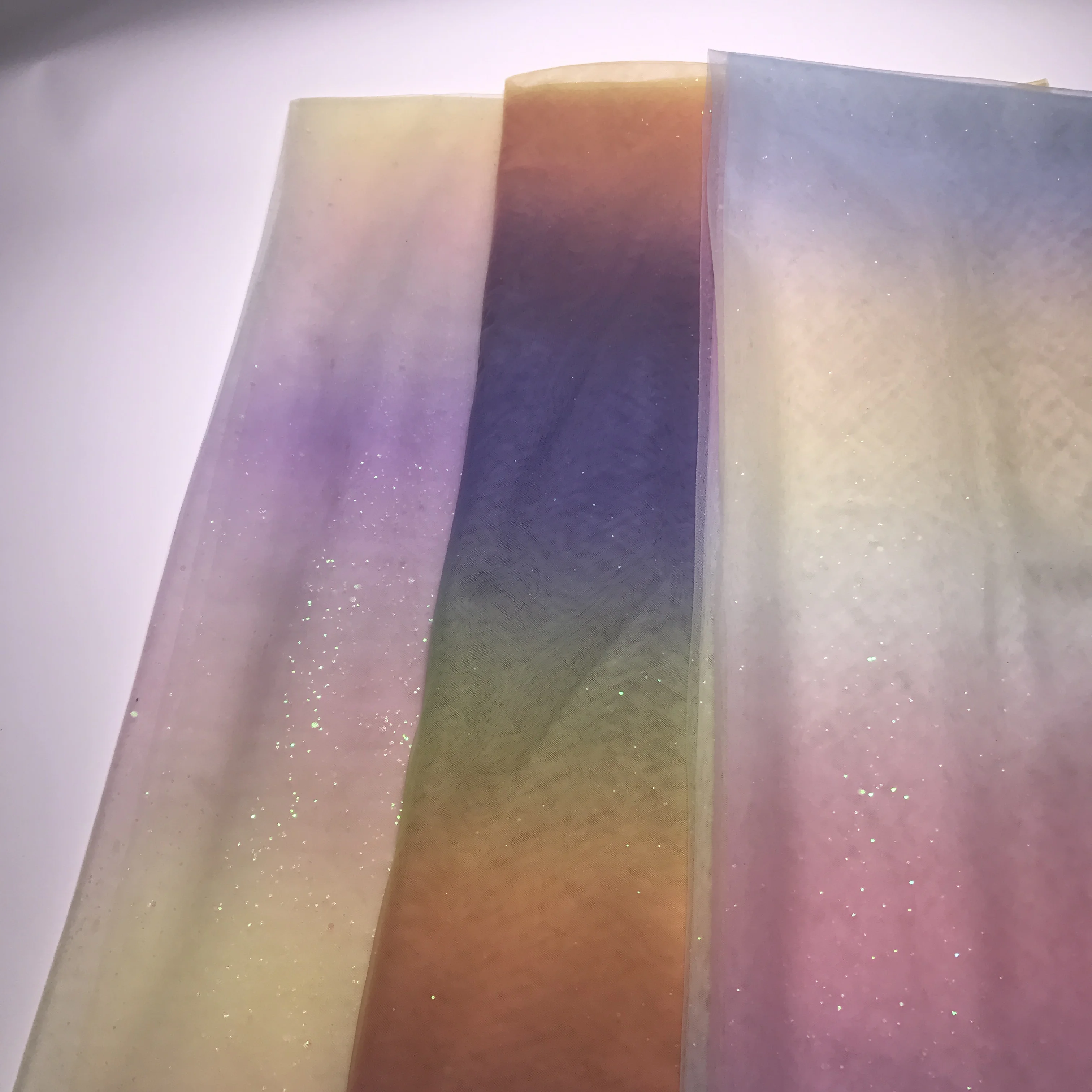colorful rainbow transfer printing tulle print glitter tulle fabric for dress