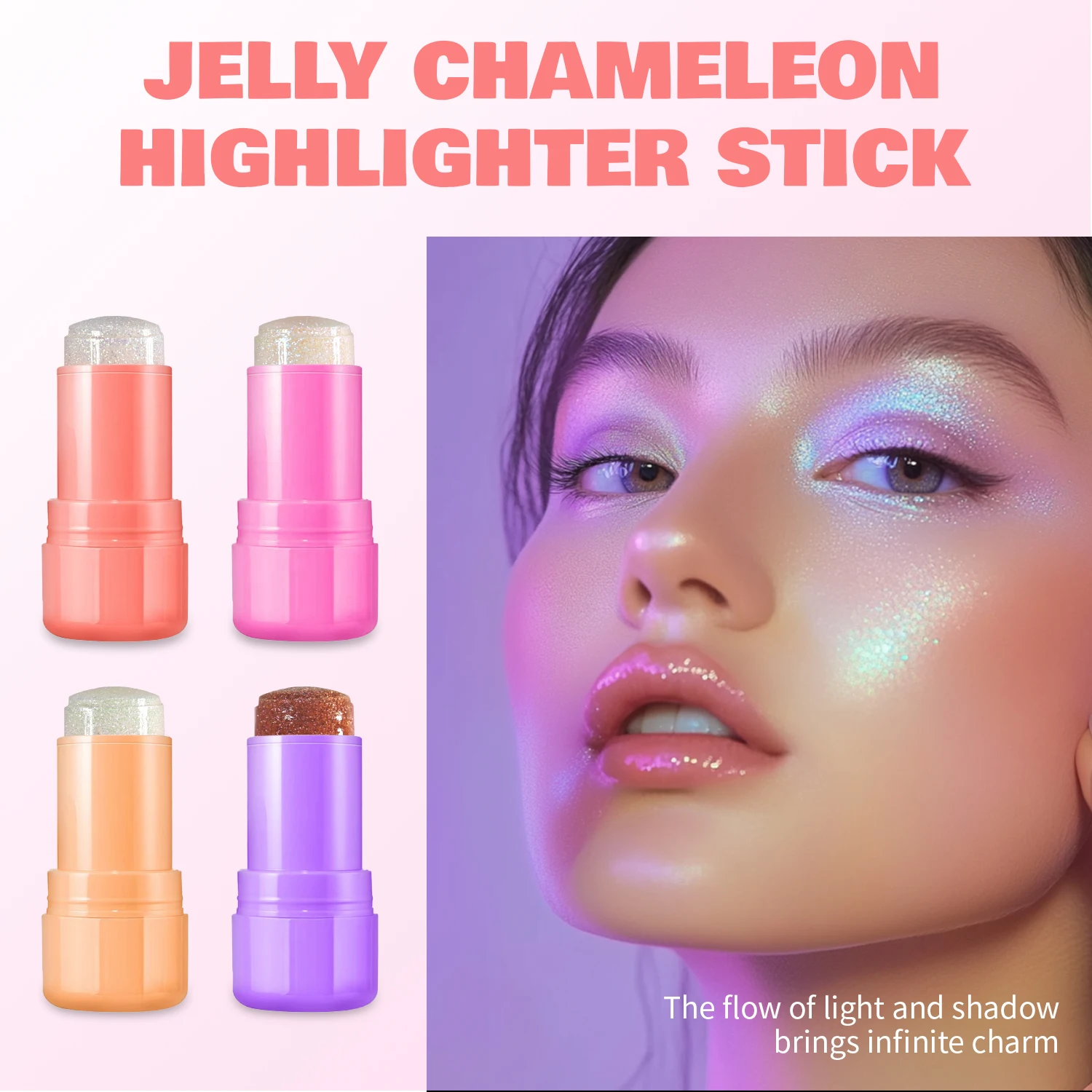 Charm Beauty Jelly Highlight Face Cheek Makeup Moisturizing Vegan Moisturizing Highlighter Cream Stick