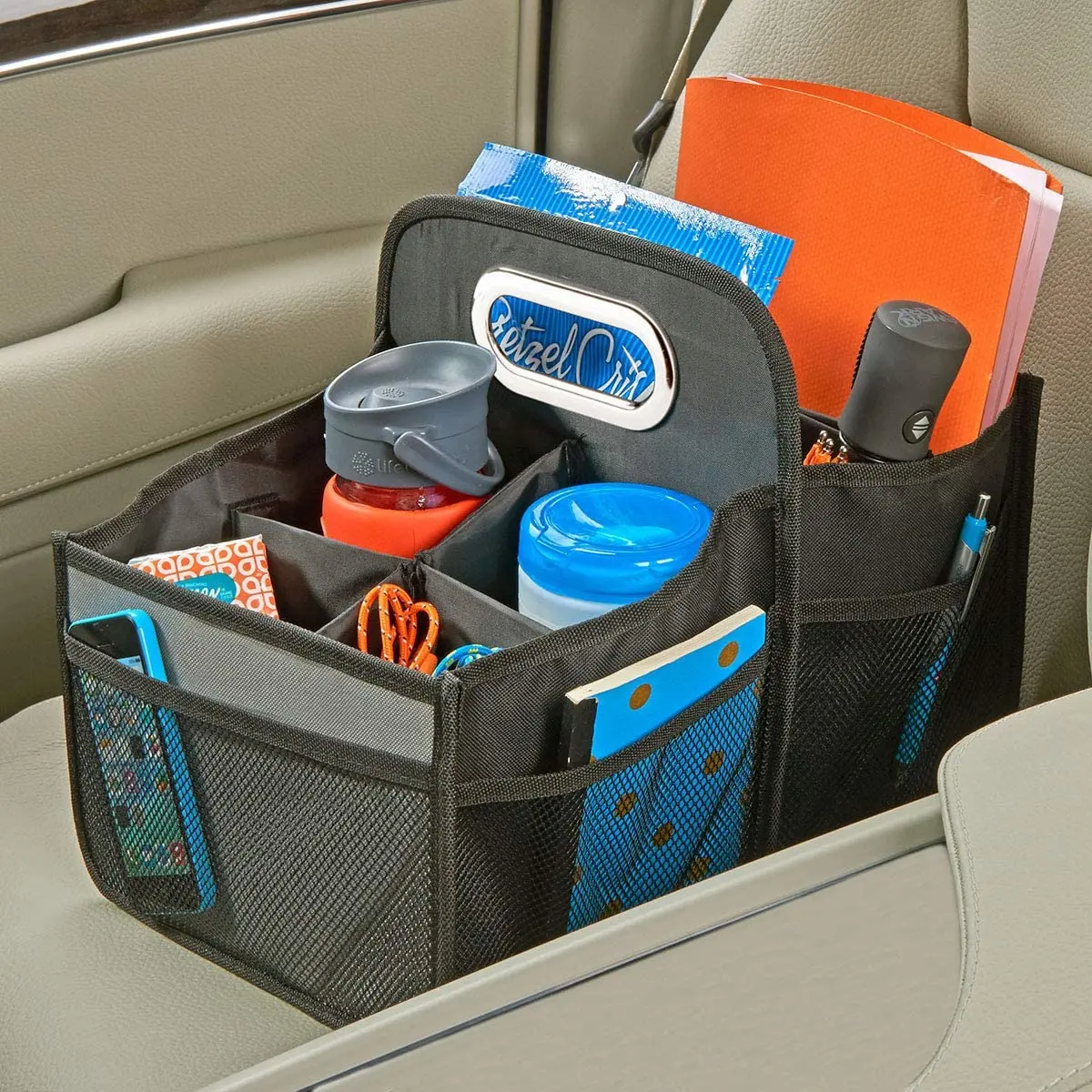 High Road Front and Back Seat Car Organizer Caddy with Movable Dividers