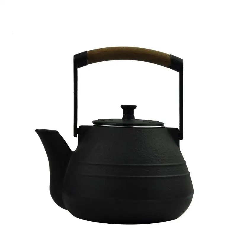 High quality 1400ml black chinese style cast iron teapot enamel coated teapot for sale