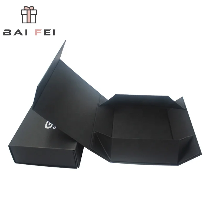 
Luxury Custom Black Magnetic Lid Closure Folding Box With Magnetic Closure paper box factory 