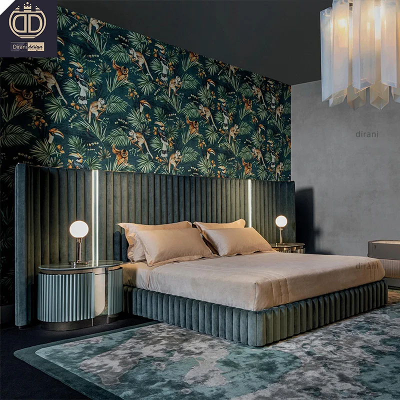 2023 new winged design tall king bed frame soft high headboards for king beds luxury bed bedroom furniture