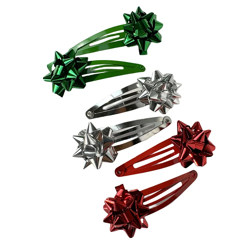 Christmas Ribbon hairpin Star Bows hair cilp For Holiday Party Decorations  Accessories Women Girls hairpin
