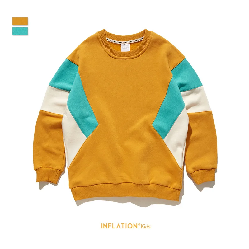 
High Quality Super Soft three color matching loose shoulder round neck boy Sweatshirt 